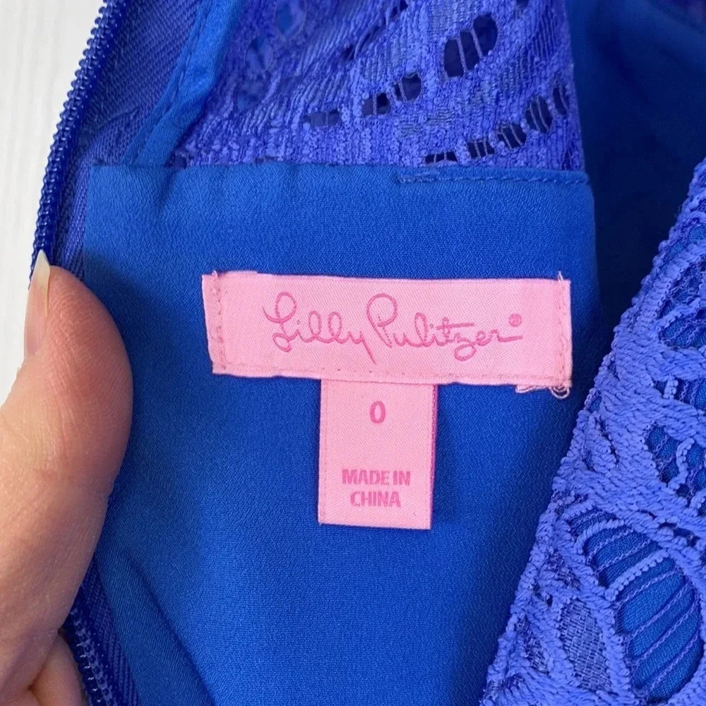 Lilly Pulitzer periwinkle blue lace sleeveless dress sz 0 - Picture 2 of 6